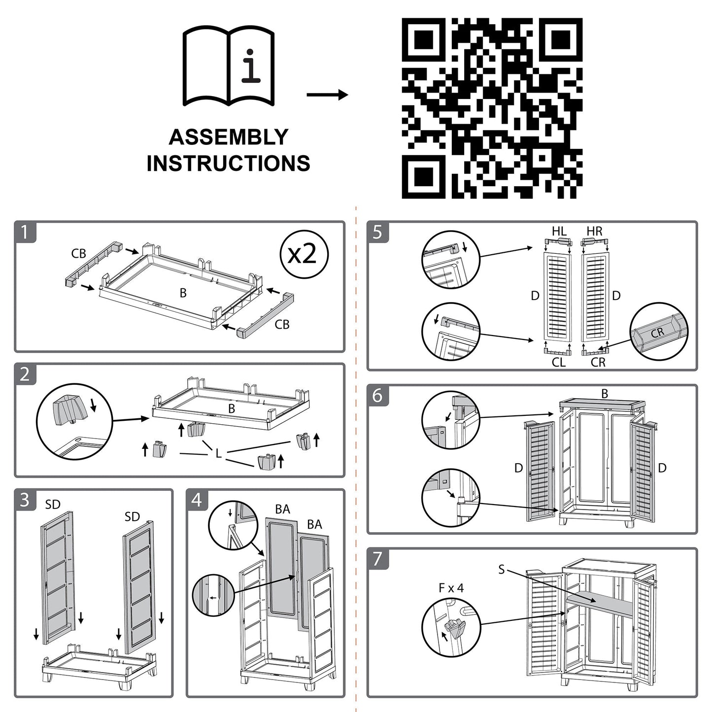 RAM Quality Products ELITE Adjustable 2 Shelf Storage Utility Cabinet, Dark Gray