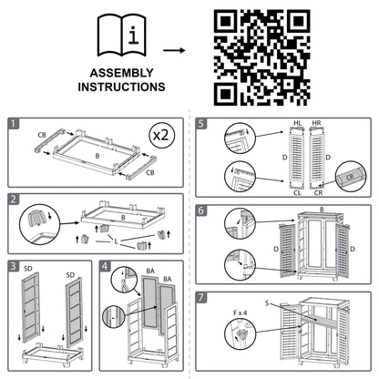RAM Quality Products ELITE Adjustable 2 Shelf Storage Utility Cabinet, Dark Gray