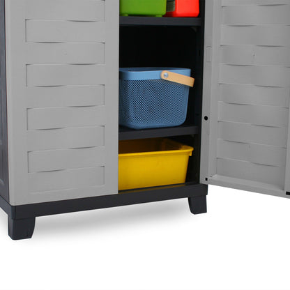 RAM Quality Products PREMIUM Utility 2 Shelf Lockable Storage Cabinet, Gray