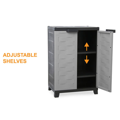 RAM Quality Products PREMIUM Utility 2 Shelf Lockable Storage Cabinet, Gray