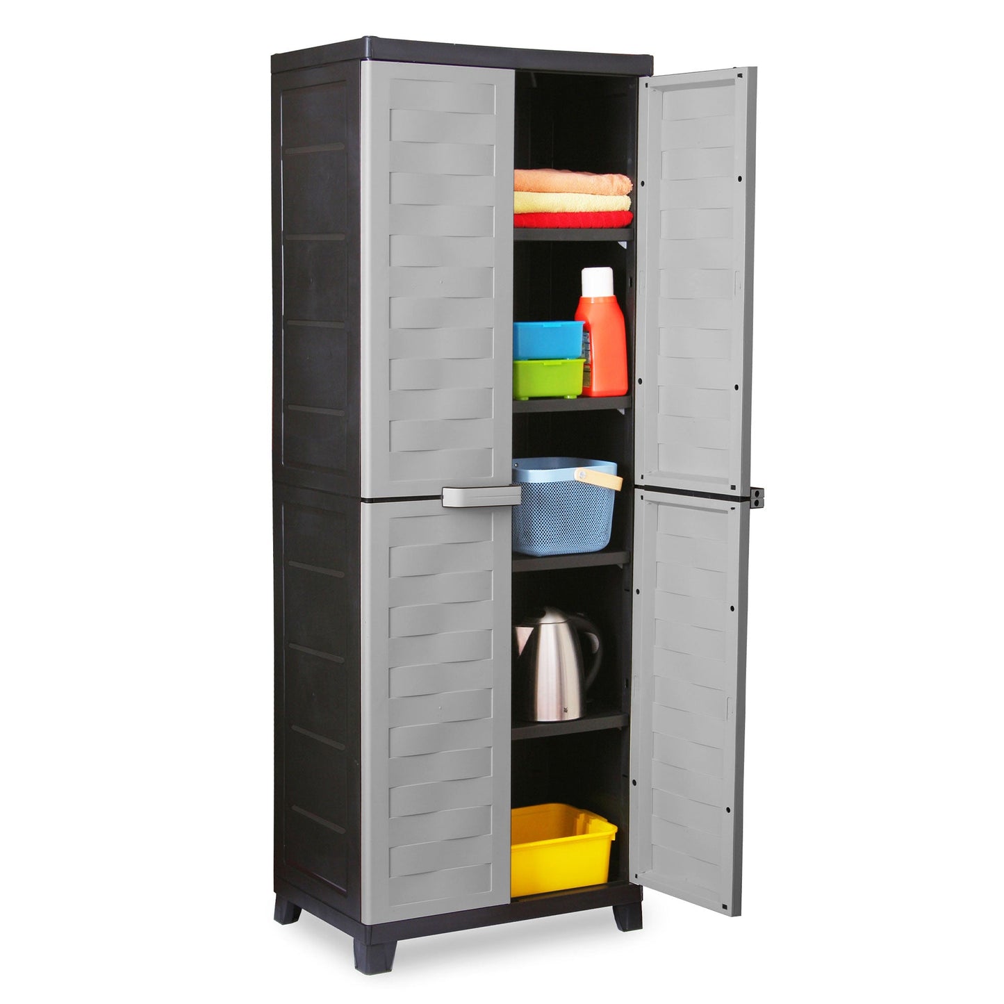 RAM Quality Products PREMIUM 4 Shelf Lockable Storage Utility Cabinet, Gray