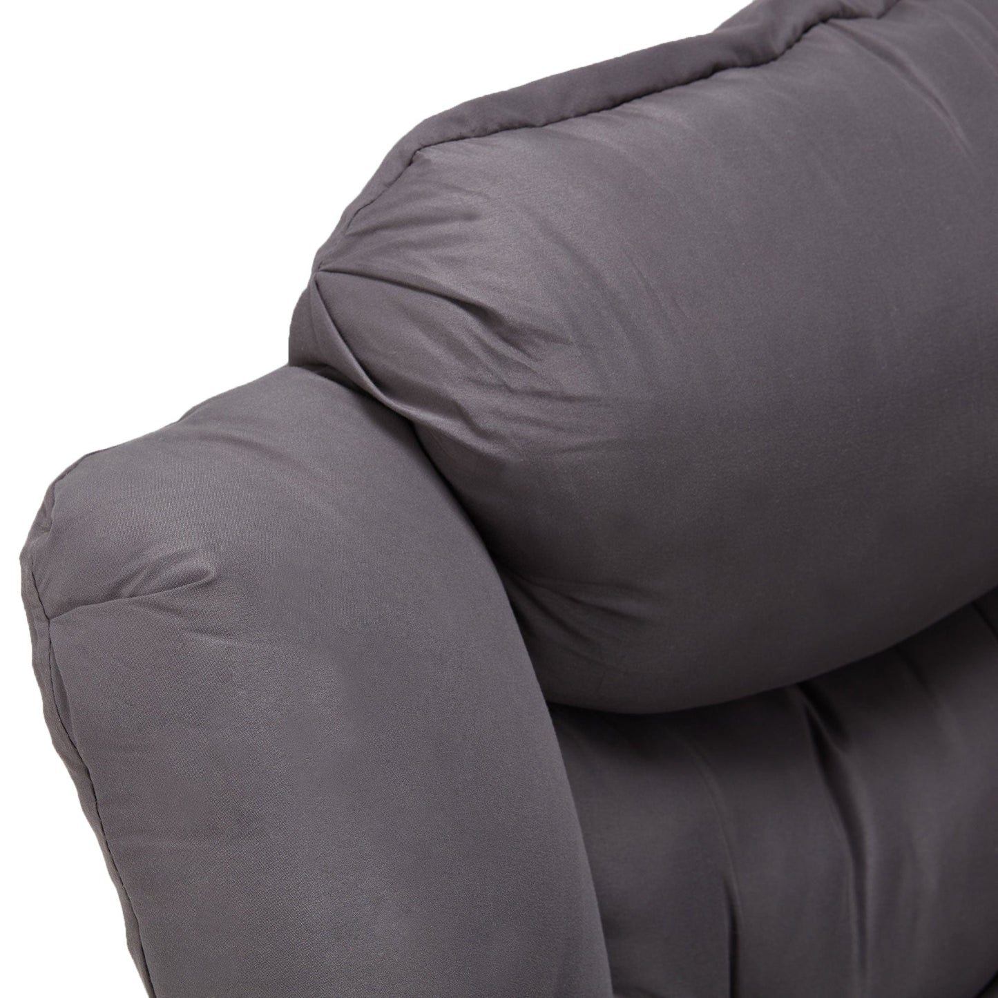 JOMEED Modern Plush Fabric Lazy Accent Chair with Armrests and Side Pocket, Grey