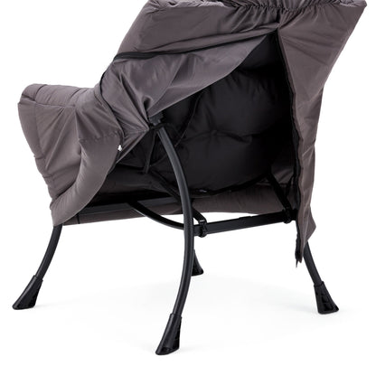 JOMEED Modern Plush Fabric Lazy Accent Chair with Armrests and Side Pocket, Grey