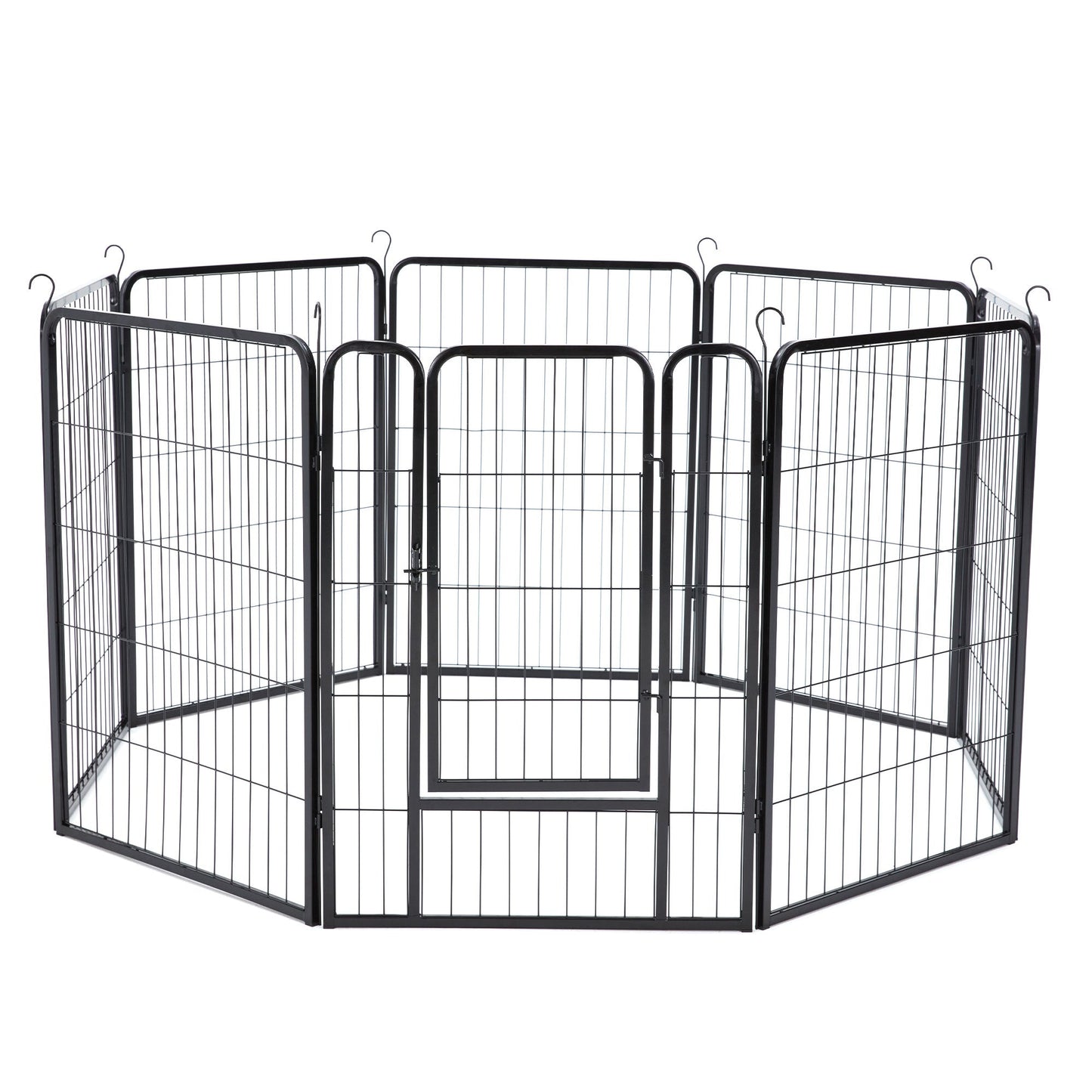 JOMEED Indoor and Outdoor 8-Panel, 32-Inch High Dog Pet Playpen with Door, Black