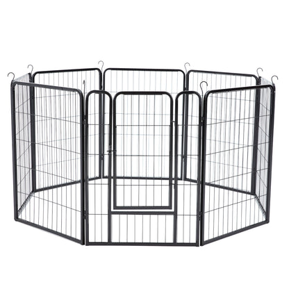 JOMEED Indoor and Outdoor 8-Panel, 32-Inch High Dog Pet Playpen with Door, Black