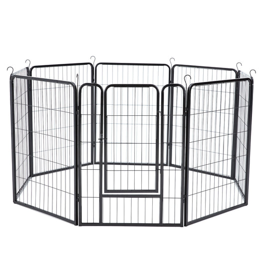 JOMEED Indoor and Outdoor 8-Panel, 32-Inch High Dog Pet Playpen with Door, Black