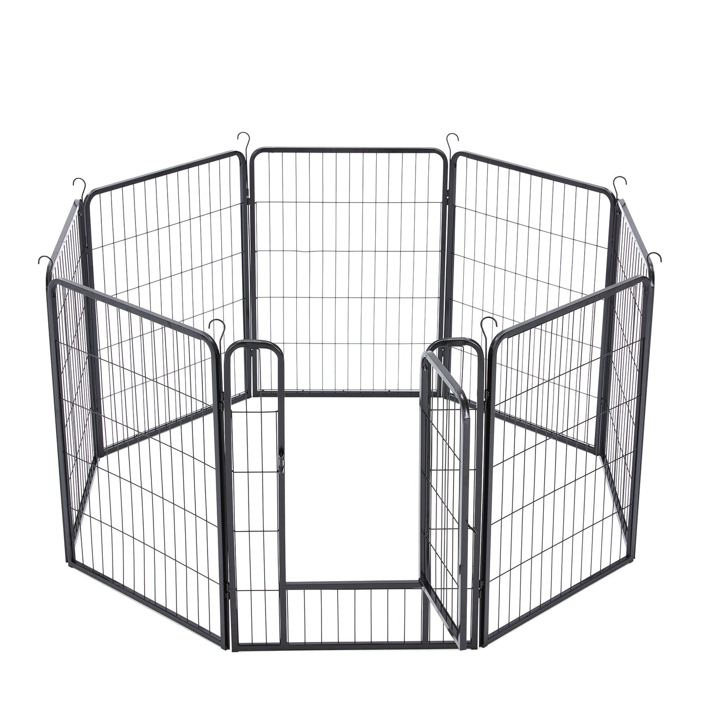 JOMEED Indoor and Outdoor 8-Panel, 32-Inch High Dog Pet Playpen with Door, Black