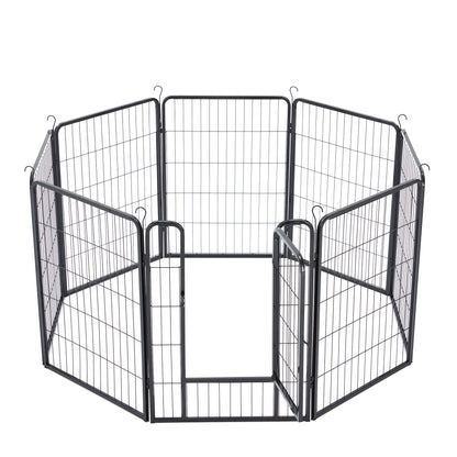 JOMEED Indoor and Outdoor 8-Panel, 32-Inch High Dog Pet Playpen with Door, Black