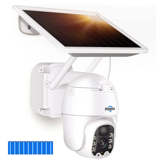 Hiseeu 3MP Outdoor Solar Powered Wireless Security Camera w/ Color Night Vision