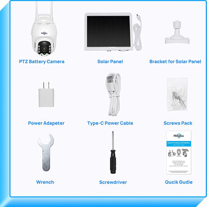 Hiseeu 3MP Outdoor Solar Powered Wireless Security Camera w/ Color Night Vision