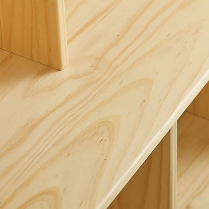 MUSHOMEINC 5-Section Classroom Coat Locker and Backpack Cubicle, Natural Pine