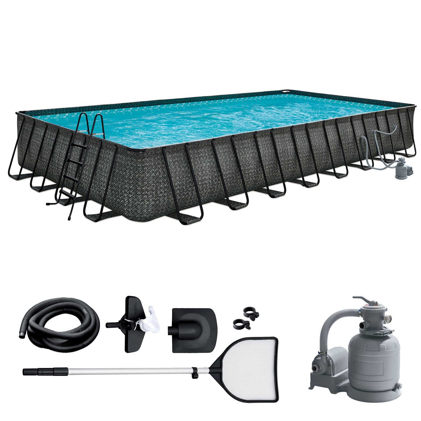 Funsicle 32' x 16' x 52" Oasis Rectangle Outdoor Above Ground Swimming Pool