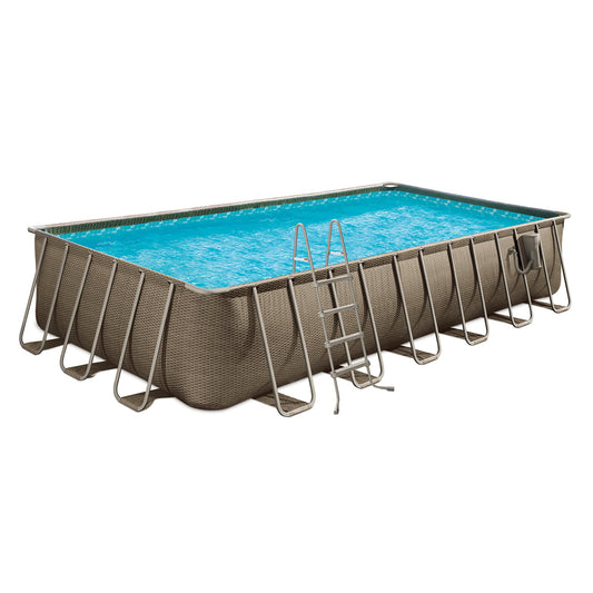 Funsicle 24'x12'x52" Oasis Rectangle Outdoor Above Ground Swimming Pool, Brown