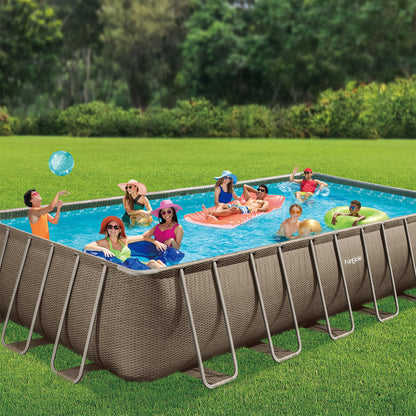 Funsicle 24'x12'x52" Oasis Rectangle Outdoor Above Ground Swimming Pool, Brown