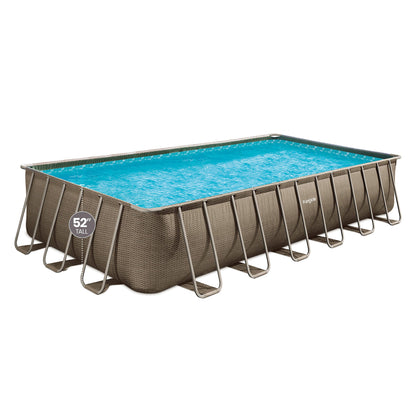 Funsicle 24'x12'x52" Oasis Rectangle Outdoor Above Ground Swimming Pool, Brown