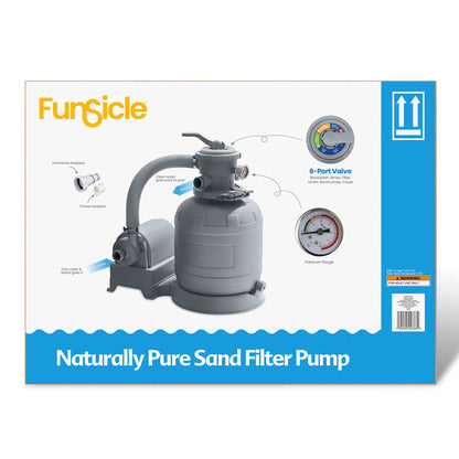 Funsicle 12 Inch Sand Filter Pump for Above Ground Pools, 1600 GPH Flow Rate