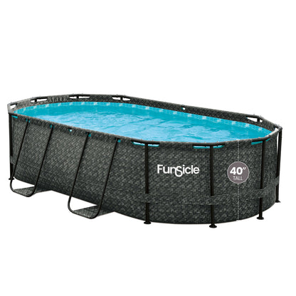 Funsicle 13' x 8' x 39.5" Oasis Designer Oval Swimming Pool, Dark Herringbone