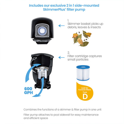 Funsicle 13' x 8' x 39.5" Oasis Designer Oval Swimming Pool, Dark Herringbone