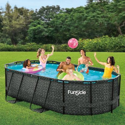 Funsicle 13' x 8' x 39.5" Oasis Designer Oval Swimming Pool, Dark Herringbone