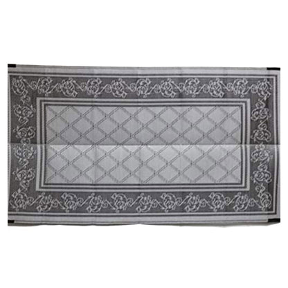 EEZ-RV Products 9 x 12 Foot Reversible Outdoor Mat for Patios and RVs, Grey Vine