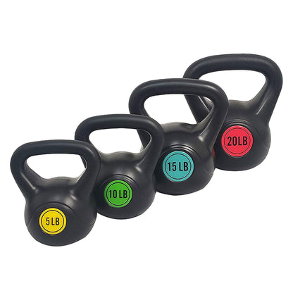 BalanceFrom Fitness Home Gym Vinyl Coated Solid Cast Iron Kettlebell Weight Set