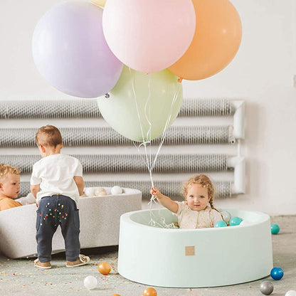 MeowBaby Round 35 x 11.5 Inch Baby Foam Ball Pit w/ 200 Balls, Pastel Pink/Gray