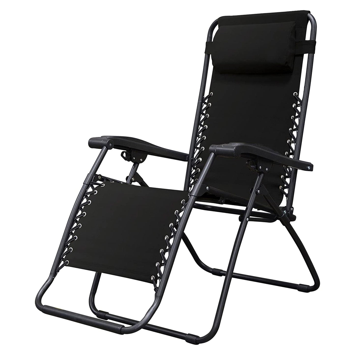 Caravan Sports Zero Gravity Outdoor Folding Patio Lounge Chair, Black (Pair)