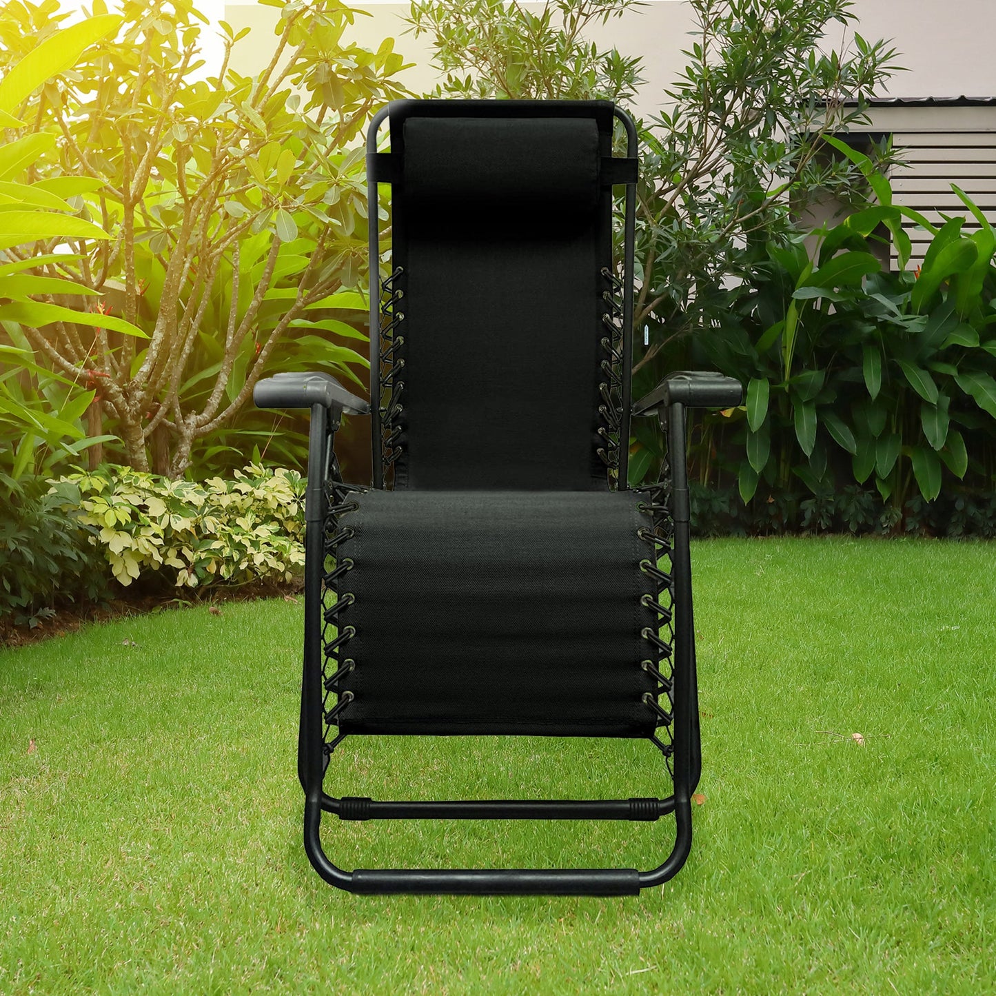 Caravan Sports Zero Gravity Outdoor Folding Camping Patio Lounge Chair, Black