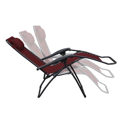 Caravan Sports Zero Gravity Outdoor Folding Camping Patio Lounge Chair, Burgundy