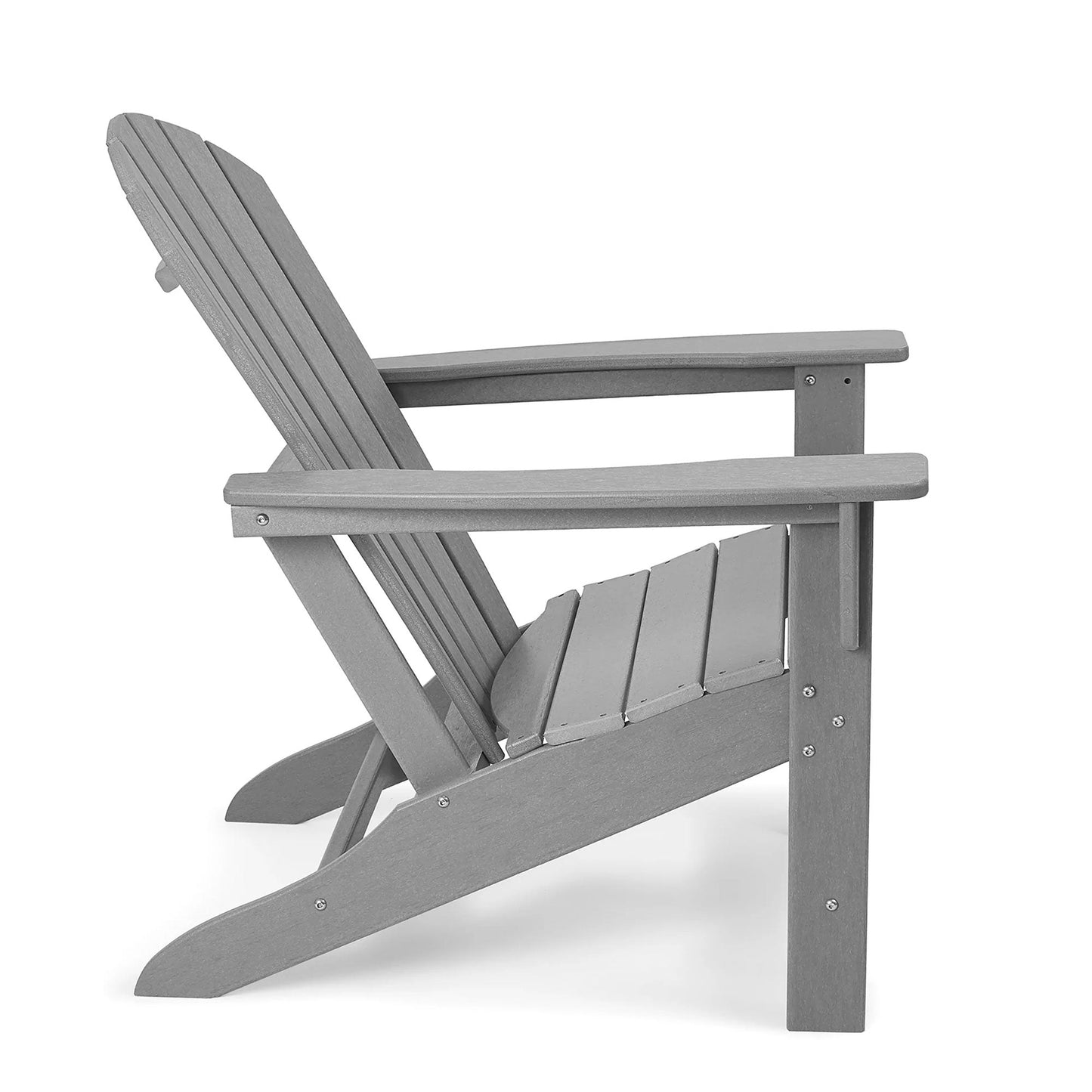 Edyo Living HDPE Plastic All Weather Outdoor Patio Lawn Adirondack Chair, Gray