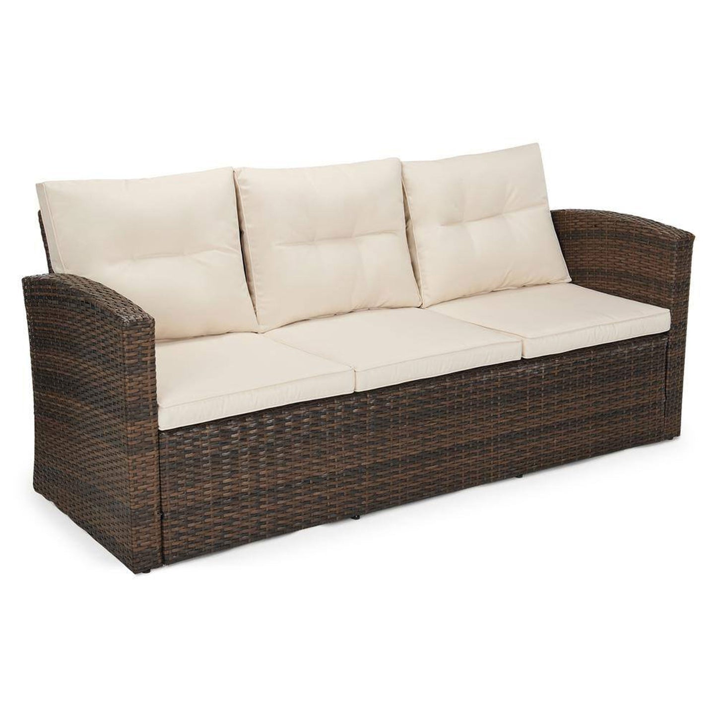 Edyo Living 6-Piece Brown Wicker Patio Furniture Conversation Seating Set, Beige