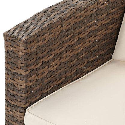 Edyo Living 6-Piece Brown Wicker Patio Furniture Conversation Seating Set, Beige