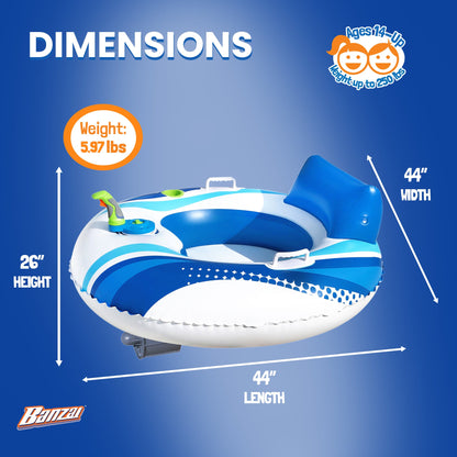 Banzai Motorized Battery Powered Inflatable Pool Cruiser Float for Teens/Adults