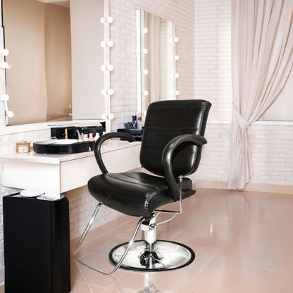 PureSana Chromium Kyler 360 Degree Professional All Purpose Salon Chair, Black