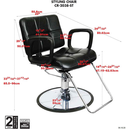 PureSana Chromium Ariana 360 Degree Professional Styling Salon Chair, Black