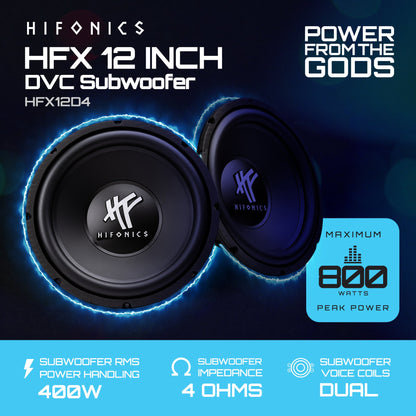 4) HIFONICS HFX12D4  12" 2400W Car Audio DVC Subwoofers Power Bass Subwoofers