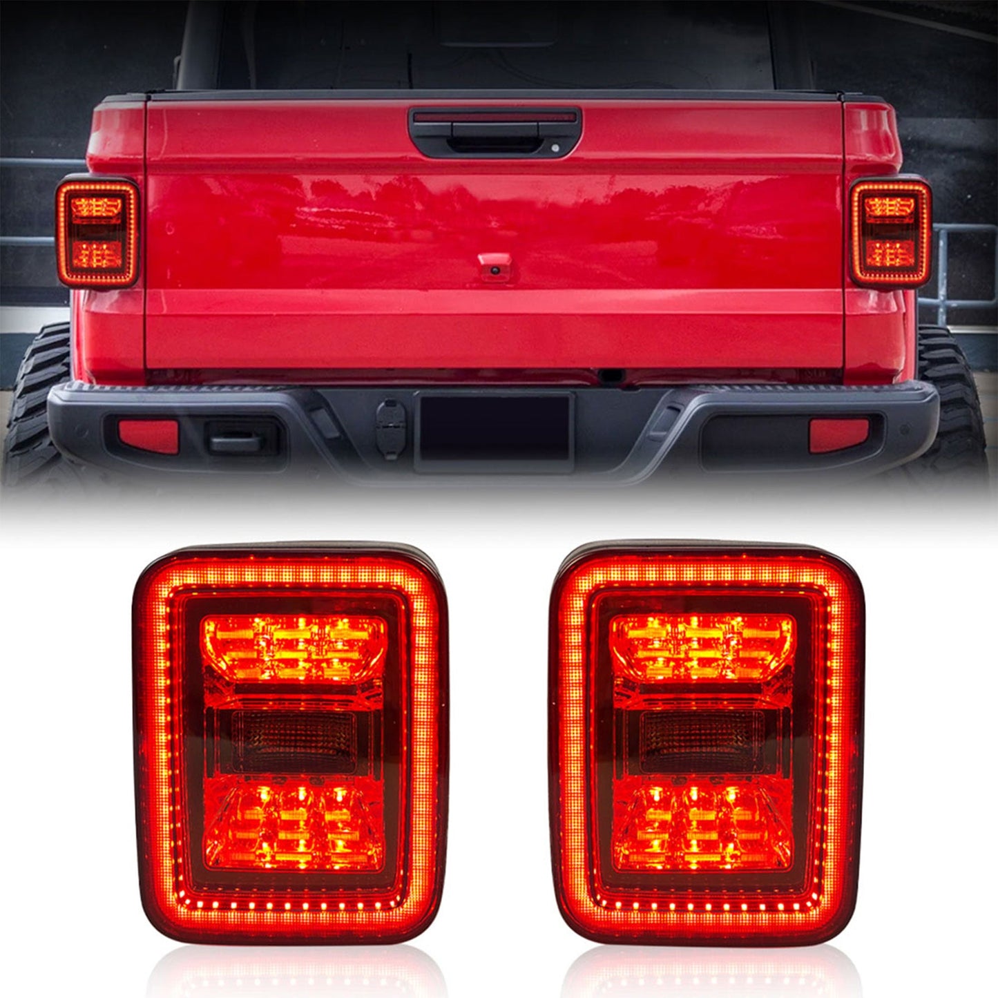 AMERICAN MODIFIED LED Tail Lights, 2020-2023 Jeep Gladiator JT, Smoke Black