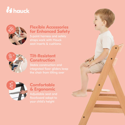 hauck Alpha+ Grow Along Adjustable Wooden Highchair Seat, Beechwood, Natural