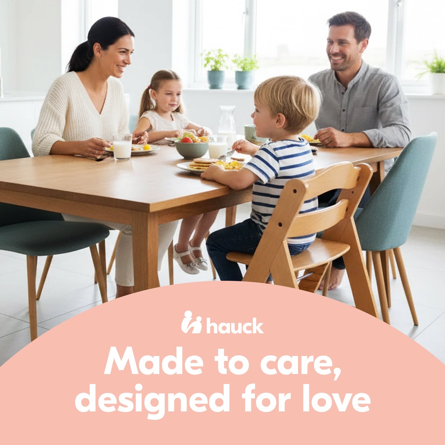 hauck Alpha+ Grow Along Adjustable Wooden Highchair Seat, Beechwood, Natural