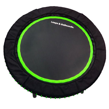 LEAPS & REBOUNDS 48-Inch Mini Fitness Trampoline and Rebounder with Safety Bungee, Gym Equipment for Cardio and Workouts – Green