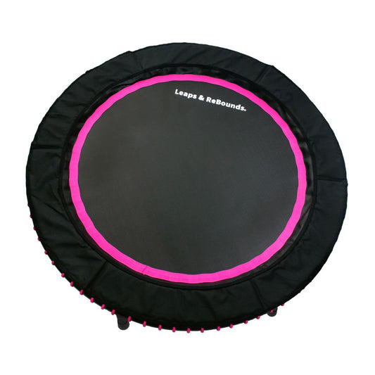 LEAPS & REBOUNDS 48" Mini Fitness Trampoline & Rebounder Gym Equipment, Pink