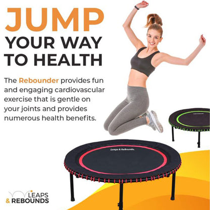 LEAPS & REBOUNDS 40" Mini Fitness Trampoline & Rebounder Exercise Equipment, Red