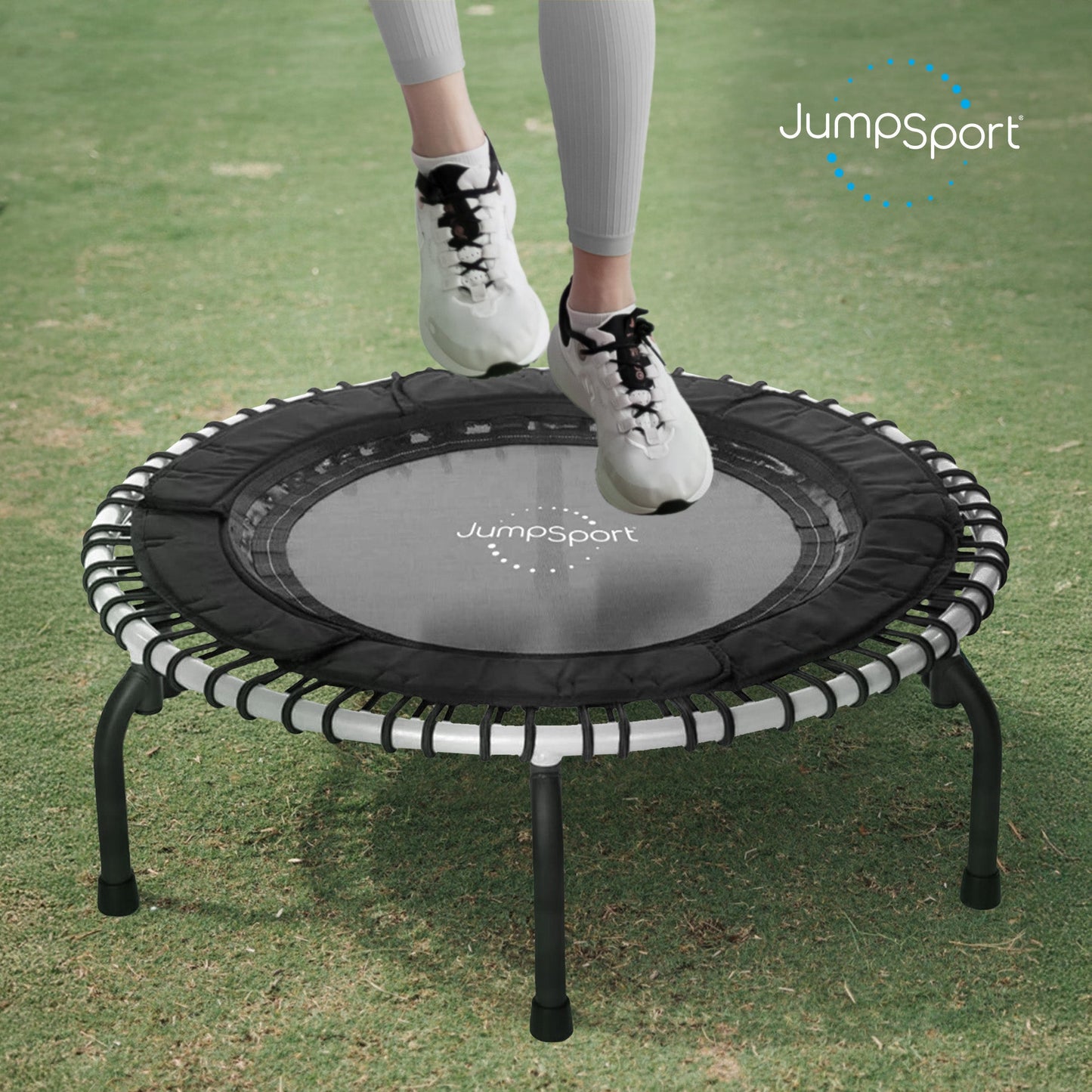 JumpSport 250 Workout Rebounder for Adults, 39" Mini Fitness Trampoline, White