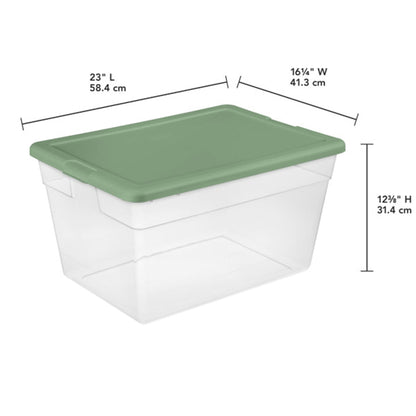 Sterilite 56 Quart Plastic Stackable Storage Container Tote, Crisp Green, 8 Pack