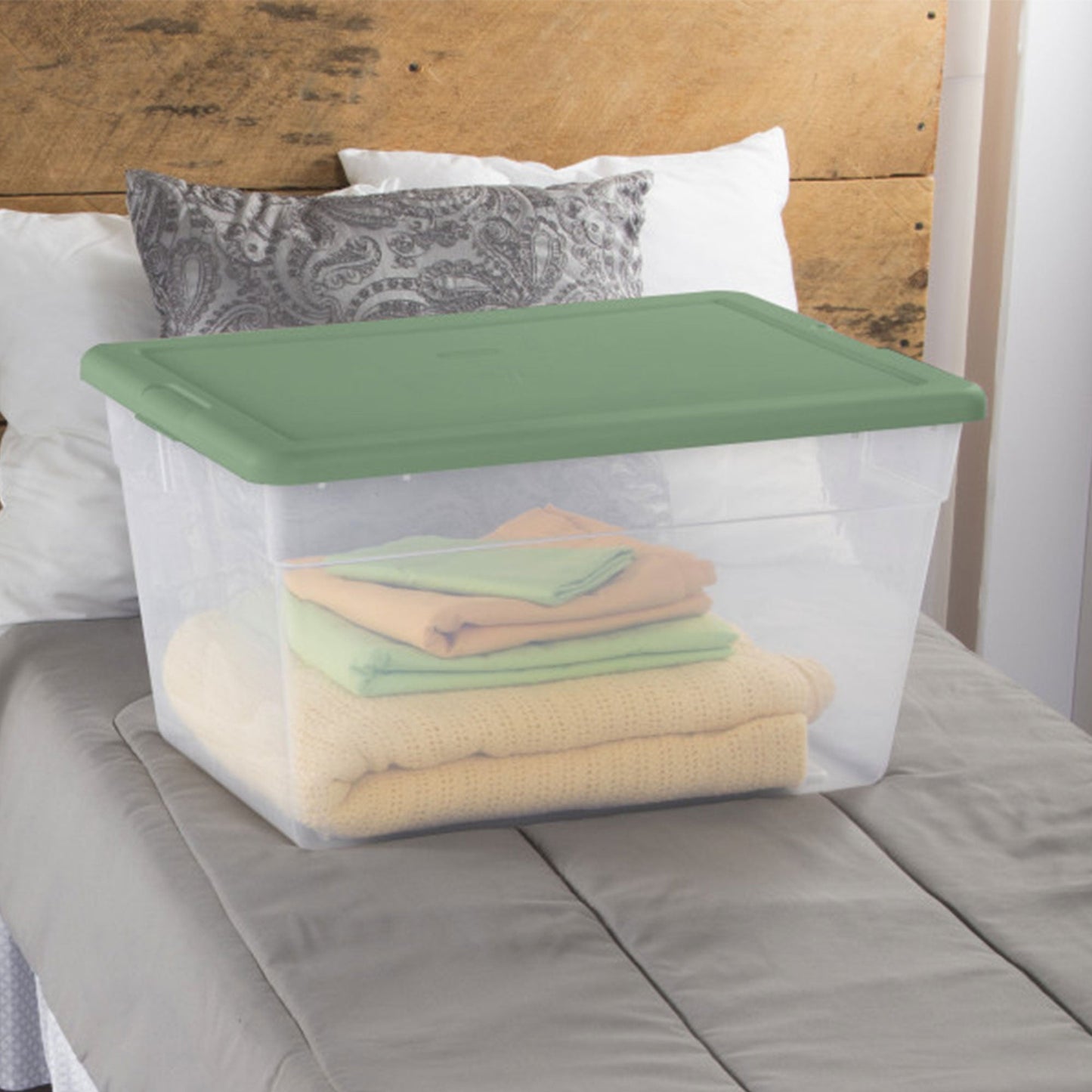 Sterilite 56 Quart Plastic Stackable Storage Container Tote, Crisp Green, 8 Pack