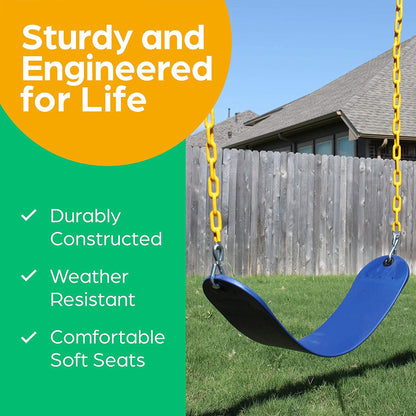 Jungle Gym Kingdom Playground Swing Set Outdoor Swing & Chain Set, 2 Pack, Blue