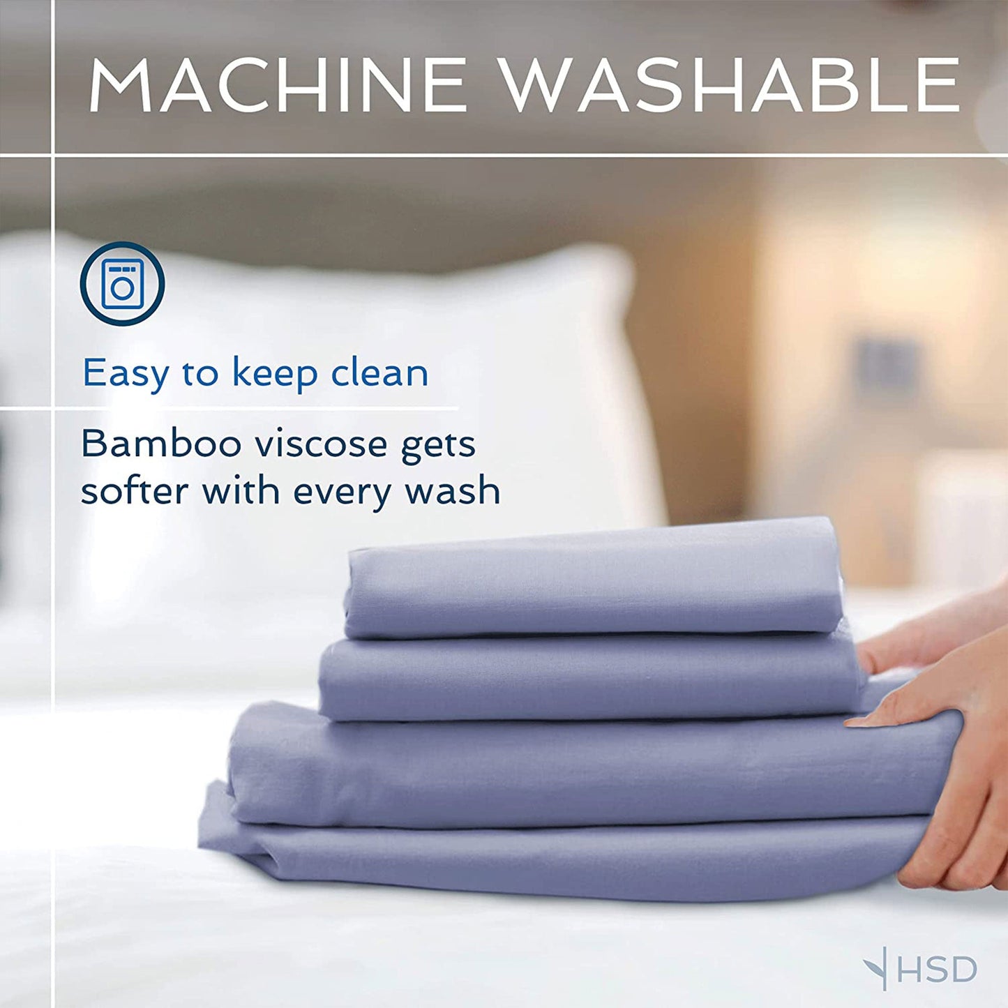 Hotel Sheets Direct Bamboo 4 Piece Sheet & Pillowcase Set, Cal King, Light Blue