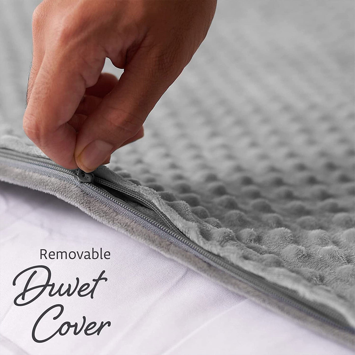 Quility 20 Pound Weighted Blanket Duvet Cover for Adults, F/Q 60" x 80," Gray