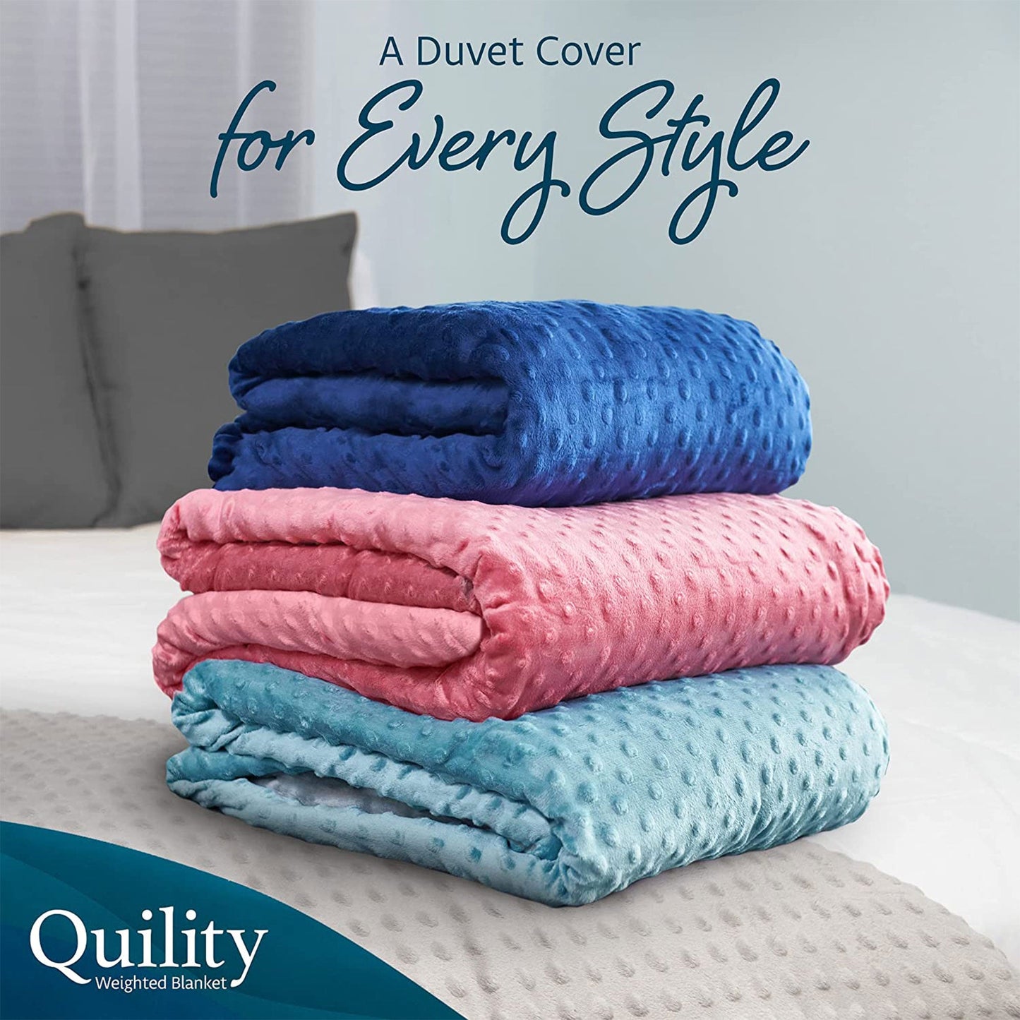 Quility 20 Pound Weighted Blanket Duvet Cover for Adults, F/Q 60" x 80," Gray