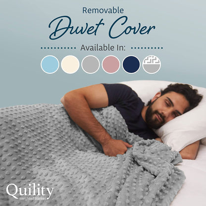 Quility 15 Pound Weighted Blanket Duvet Cover for Adults, F/Q 60" x 80," Gray